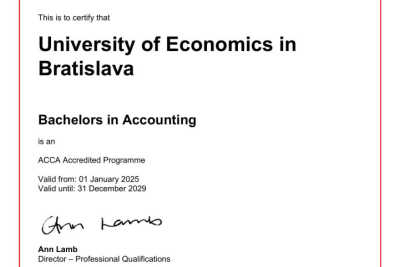 Predĺženie prestížnej akreditácie ACCA a udelenie novej výnimky pre študijný program Fakulty hospodárskej informatiky