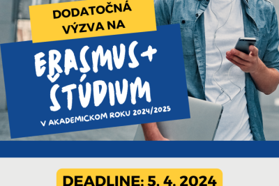 Erasmus+ mobilita štúdium na akademický rok 2024/2025 - 2. kolo prihlasovania