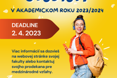 Erasmus+ mobilita štúdium na akademický rok 2023/2024 - 2. kolo prihlasovania