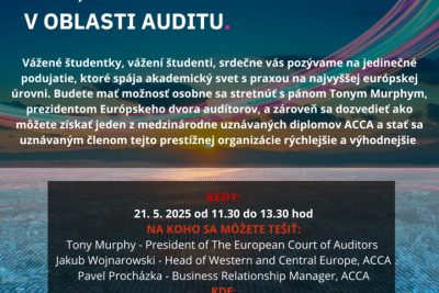 Pozvánka na prednášku prezidenta Európskeho dvora audítorov
